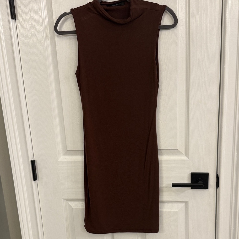 Naked Wardrobe Chocolate Sleeveless Midi Dress